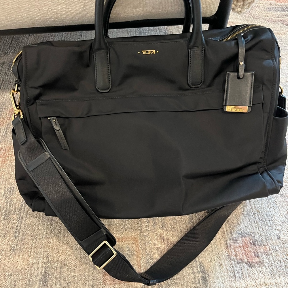 Tumi Black travel/work Bag with Gold Accents